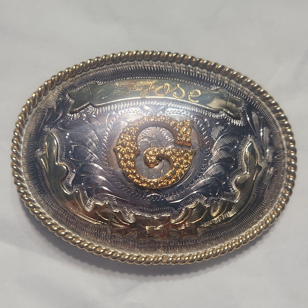 Gold and Silver Belt Buckle with Initial G